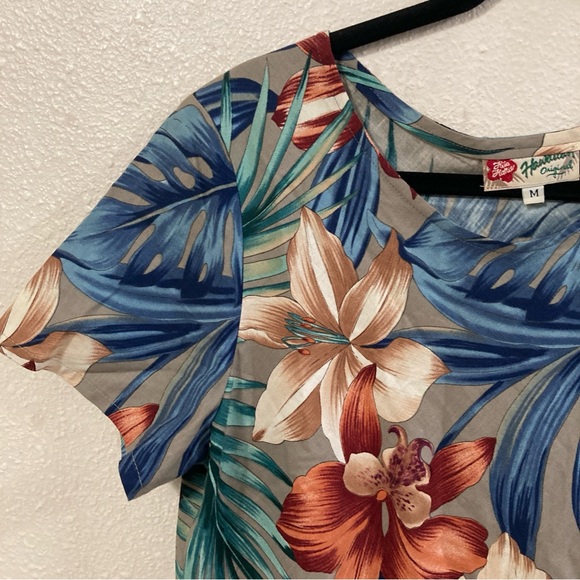 Hilo Hattie Women’s Midi Dress Floral Tropical Hawaiian Vacation Short Sleeve M - Picture 5 of 14